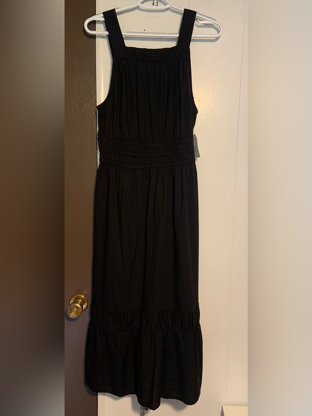 Time and Tru Black Sleeveless Smocked Waist Maxi Dress